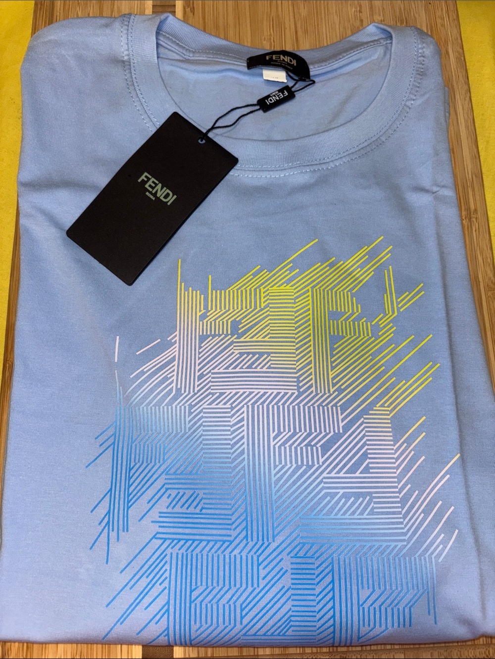 Men’s Sky Blue Tee with Yellow & Blue Gradient Logo